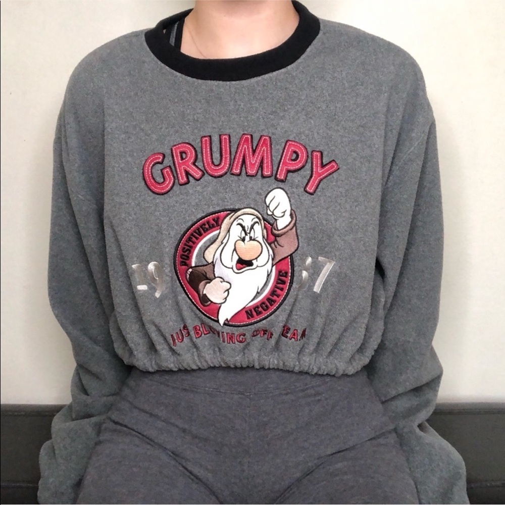 Grumpy Disney Cropped Crew Neck Sweater